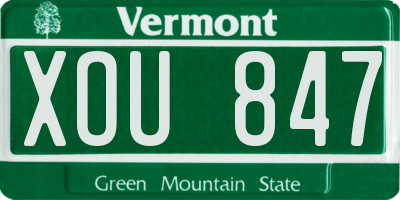 VT license plate XOU847