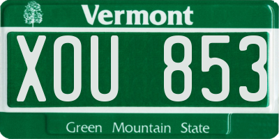 VT license plate XOU853