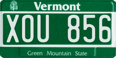VT license plate XOU856