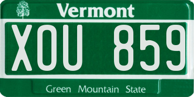 VT license plate XOU859