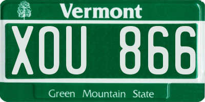 VT license plate XOU866