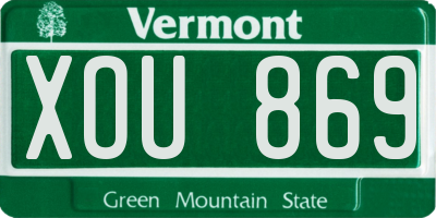 VT license plate XOU869