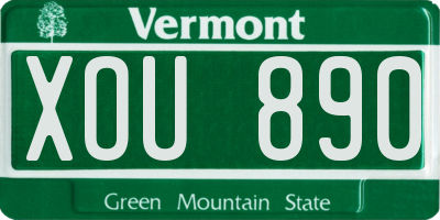 VT license plate XOU890