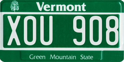 VT license plate XOU908