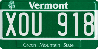 VT license plate XOU918