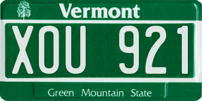 VT license plate XOU921
