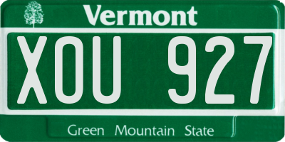 VT license plate XOU927