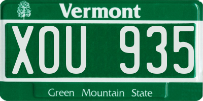 VT license plate XOU935