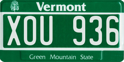 VT license plate XOU936