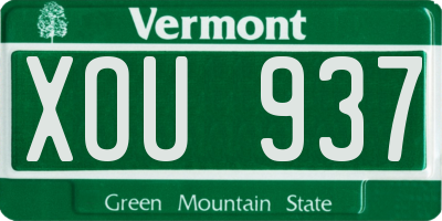 VT license plate XOU937