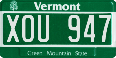 VT license plate XOU947