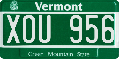 VT license plate XOU956