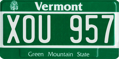 VT license plate XOU957