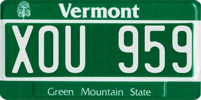 VT license plate XOU959
