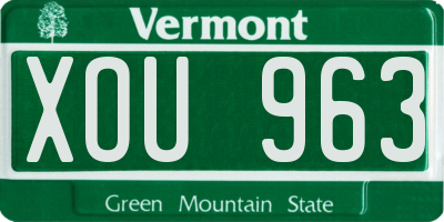 VT license plate XOU963
