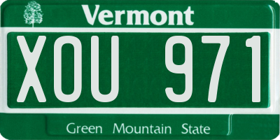 VT license plate XOU971