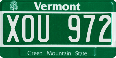 VT license plate XOU972