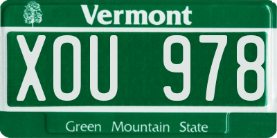 VT license plate XOU978