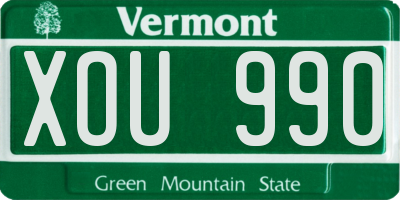 VT license plate XOU990