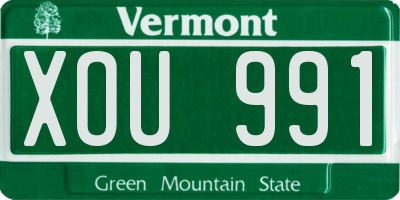 VT license plate XOU991