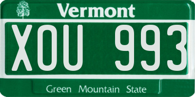 VT license plate XOU993