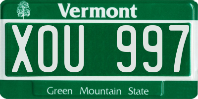 VT license plate XOU997