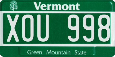 VT license plate XOU998