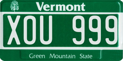 VT license plate XOU999
