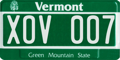 VT license plate XOV007