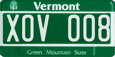 VT license plate XOV008