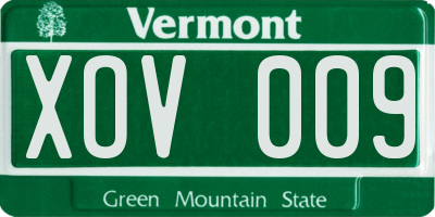 VT license plate XOV009