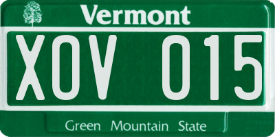 VT license plate XOV015