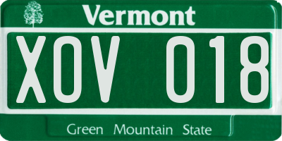 VT license plate XOV018