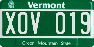 VT license plate XOV019