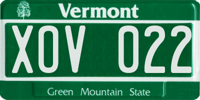 VT license plate XOV022