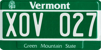 VT license plate XOV027