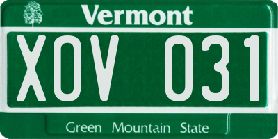 VT license plate XOV031