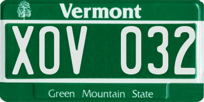 VT license plate XOV032