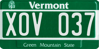 VT license plate XOV037