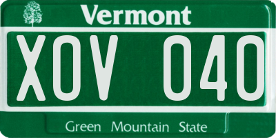 VT license plate XOV040