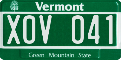 VT license plate XOV041
