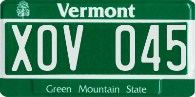 VT license plate XOV045