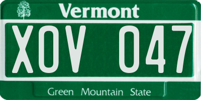 VT license plate XOV047