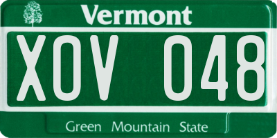 VT license plate XOV048