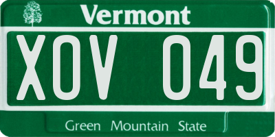 VT license plate XOV049