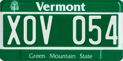 VT license plate XOV054