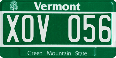VT license plate XOV056