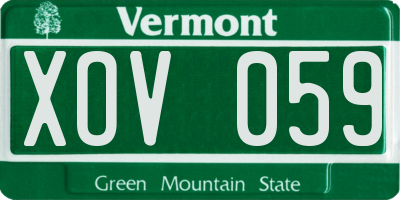 VT license plate XOV059