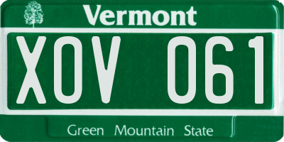 VT license plate XOV061