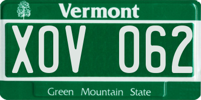 VT license plate XOV062